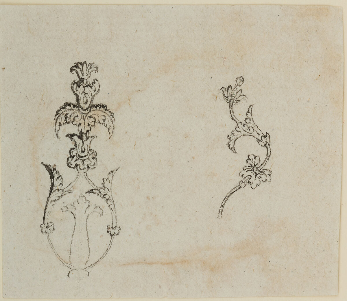Two Designs for the Decoration of Firearms, Workshop of Nicolas Noël Boutet (French, Versailles and Paris, 1761–1833), Pencil, ink, gray wash on paper, French, Versailles 