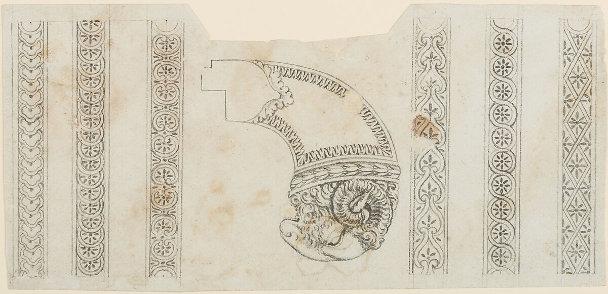 Design for the Decoration of a Pistol Grip, Workshop of Nicolas Noël Boutet (French, Versailles and Paris, 1761–1833), Pencil, ink, gray wash on paper, French, Versailles 
