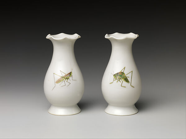 Pair of vases with crickets, Porcelain, China 