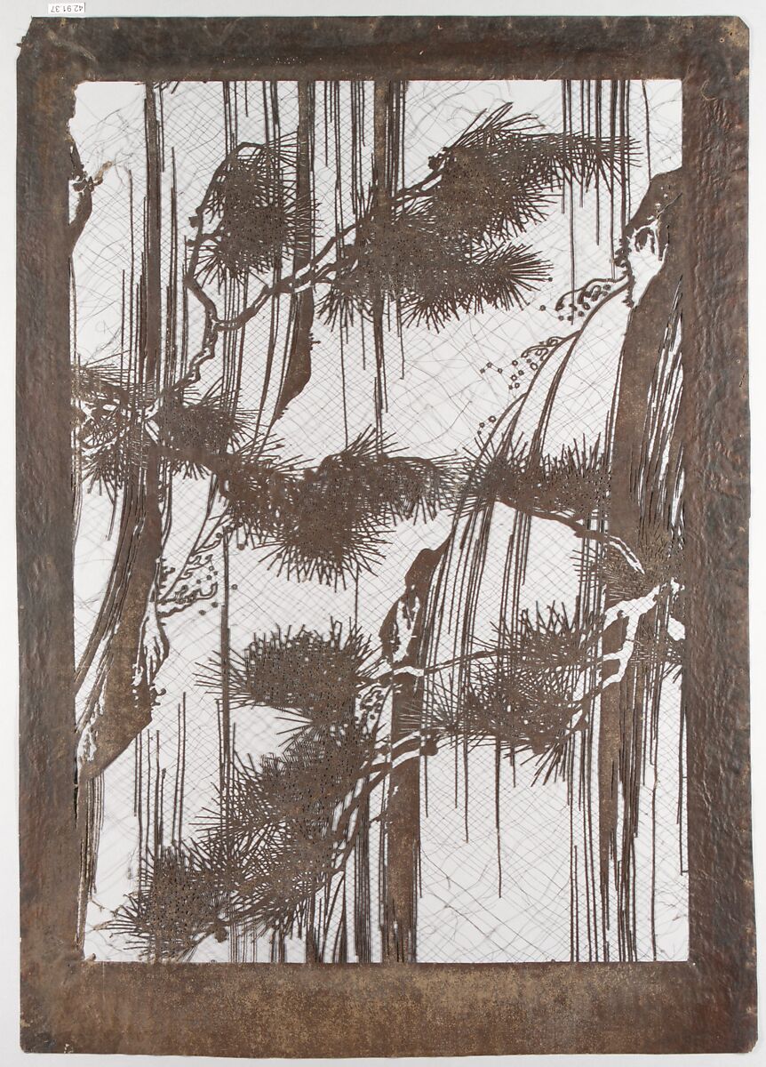 Stencil with Pine Boughs and Waterfall | Japan | The Metropolitan ...