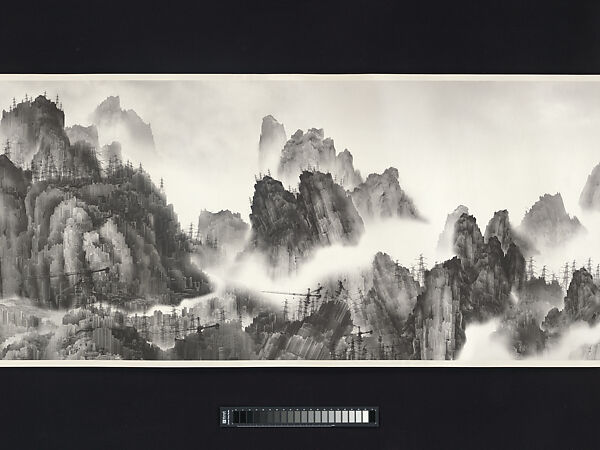 Viewing the Tide, Yang Yongliang (Chinese, born 1980), Handscroll; inkjet print of a digital photographic collage on xuan paper, China