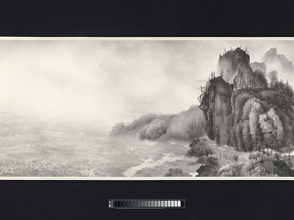Viewing the Tide, Yang Yongliang (Chinese, born 1980), Handscroll; inkjet print of a digital photographic collage on xuan paper, China