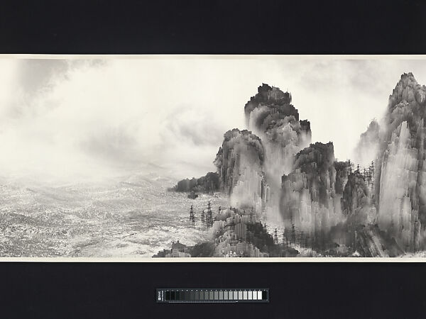 Viewing the Tide, Yang Yongliang (Chinese, born 1980), Handscroll; inkjet print of a digital photographic collage on xuan paper, China
