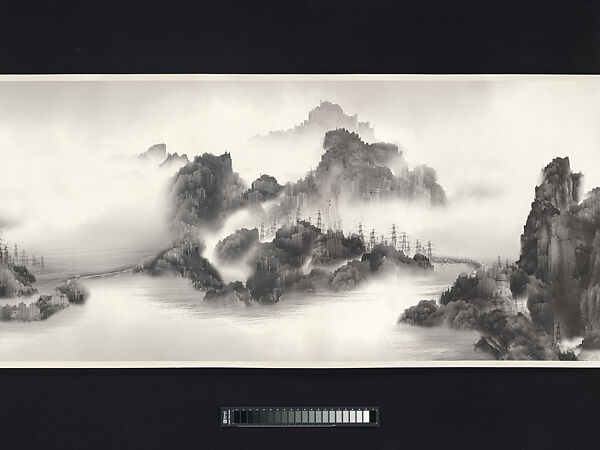 Viewing the Tide, Yang Yongliang (Chinese, born 1980), Handscroll; inkjet print of a digital photographic collage on xuan paper, China