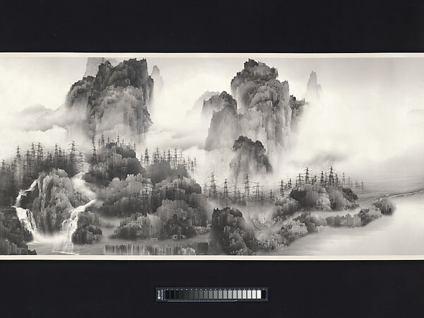 Viewing the Tide, Yang Yongliang (Chinese, born 1980), Handscroll; inkjet print of a digital photographic collage on xuan paper, China