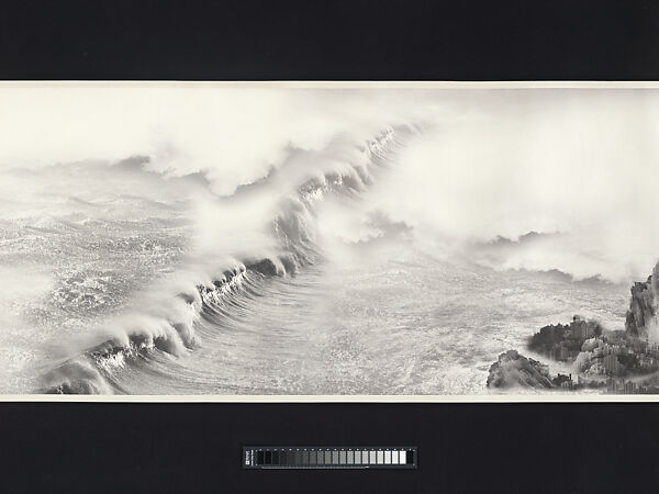Viewing the Tide, Yang Yongliang (Chinese, born 1980), Handscroll; inkjet print of a digital photographic collage on xuan paper, China