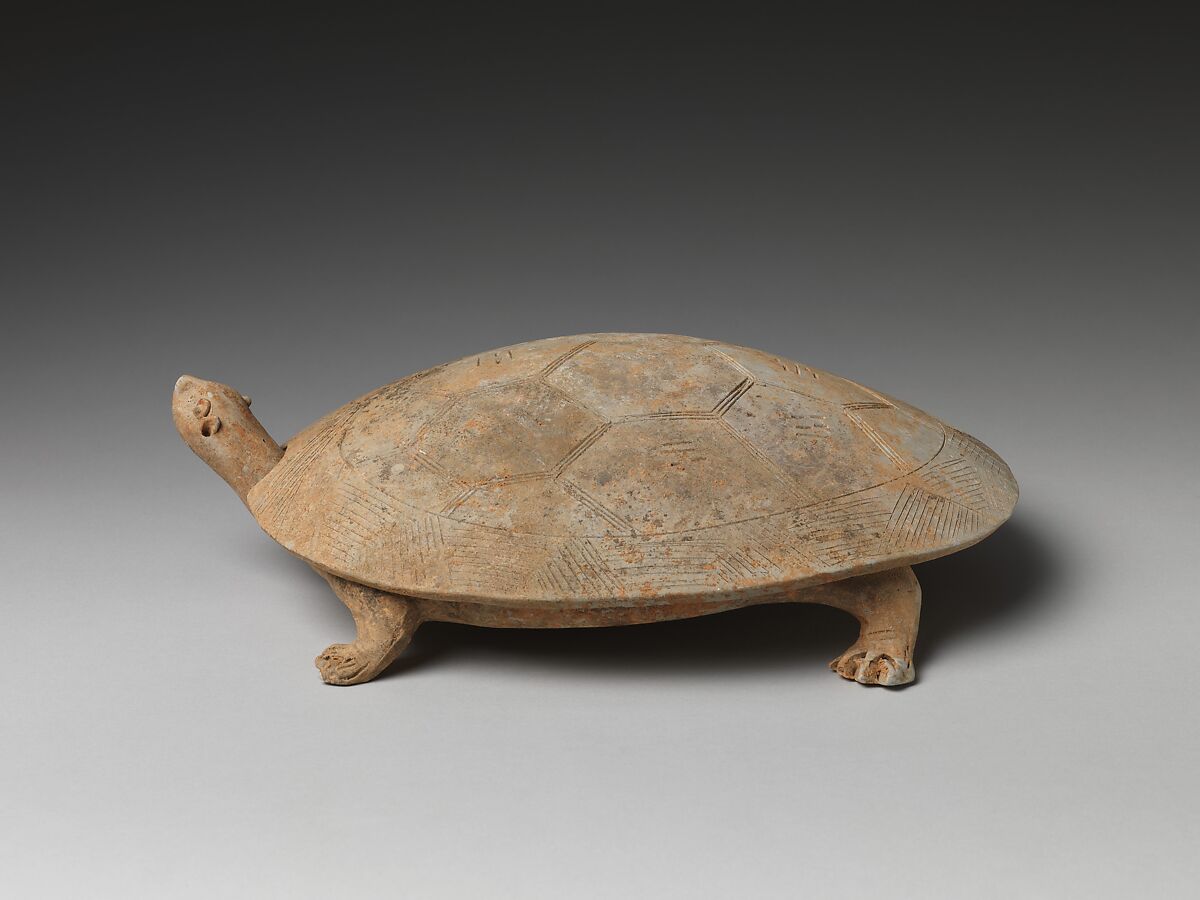 "Inkstone" and cover in the shape of a turtle, Earthenware, China