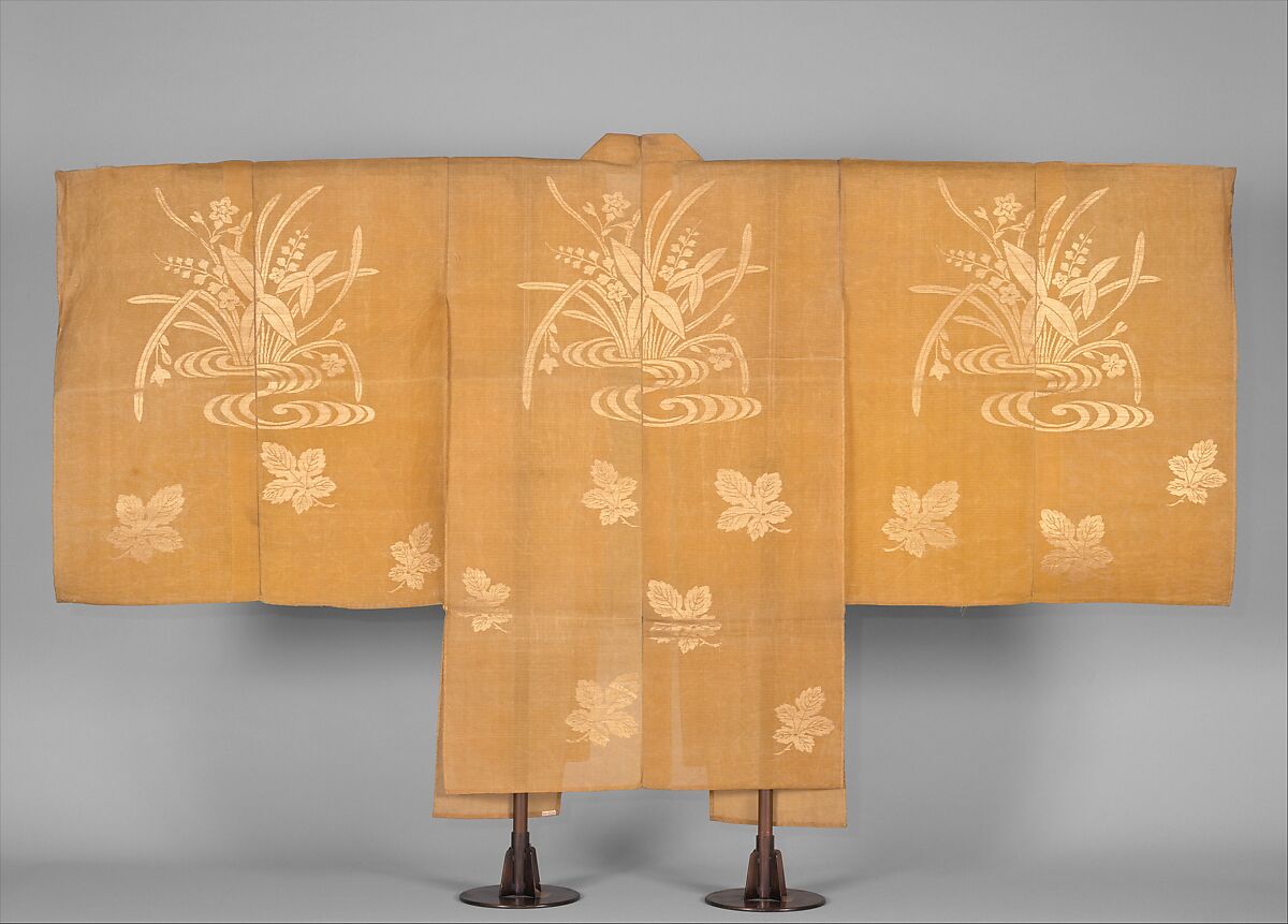Noh Costume (Chōken) with Water Plants and Mulberry Leaves, Silk gauze (ro) brocaded with metallic thread, Japan 