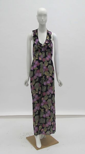 Jumpsuit, Perry Ellis (American, founded 1978), silk, metal, synthetic, American 
