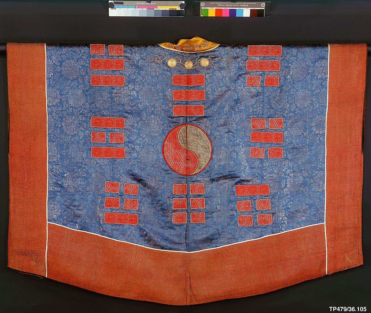 Daoist priest’s ritual robe with Eight Trigrams, Silk appliqué with damask, satin, brocade, and embroidery with silk and metal thread, China