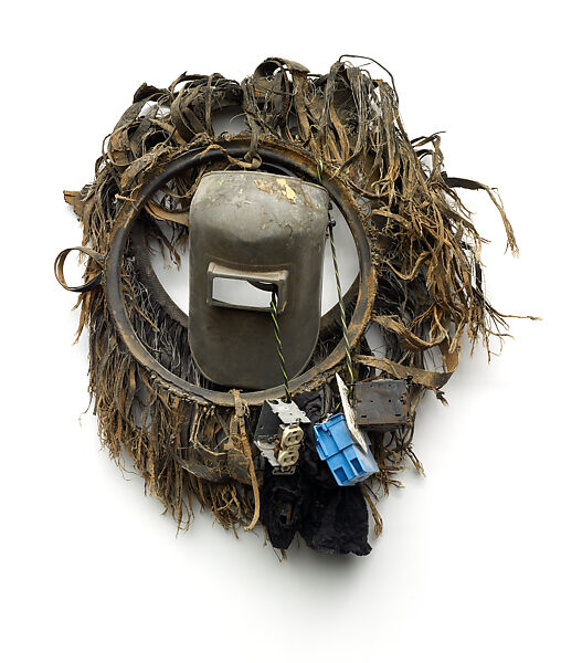 African Mask, Lonnie Holley (American, born Birmingham, Alabama, 1950), Gum, plastics, nylon and metal 