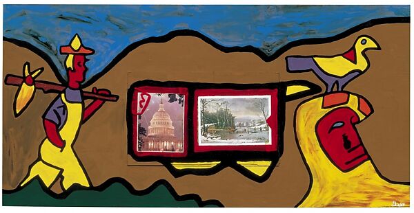 Hobo # Birdman, Joe Light (American, Dyersburg, Tennessee 1934–2005 Memphis, Tennessee), Place mats, glass, enamel, and spray paint on plywood 