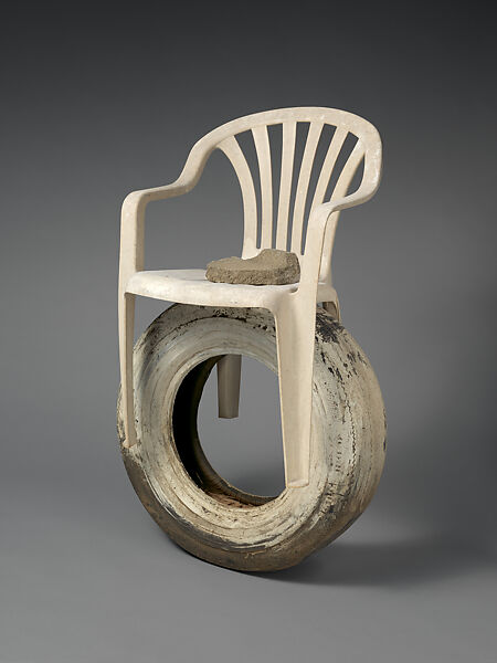 Untitled, Emmer Sewell (American, born Marion, Alabama, 1934), Vulcanized rubber, polypropylene (PP), polystyrene (PS) and concrete and soil