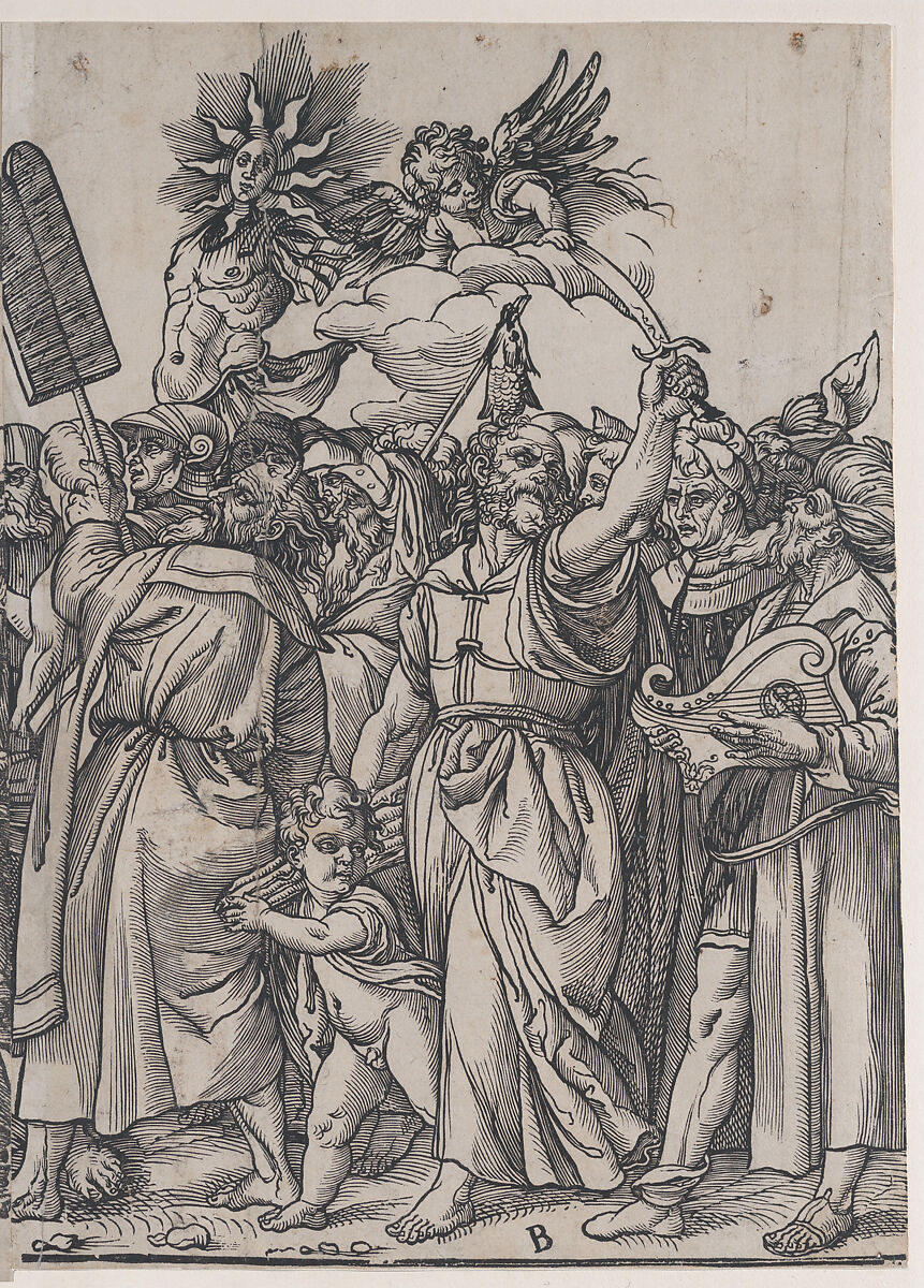 Section B: Isaac, Noah and other figures, from "The Triumph of Christ", Andrea Andreani (Italian, Mantua 1558/1559–1629), Lithograph copy of a woodcut 