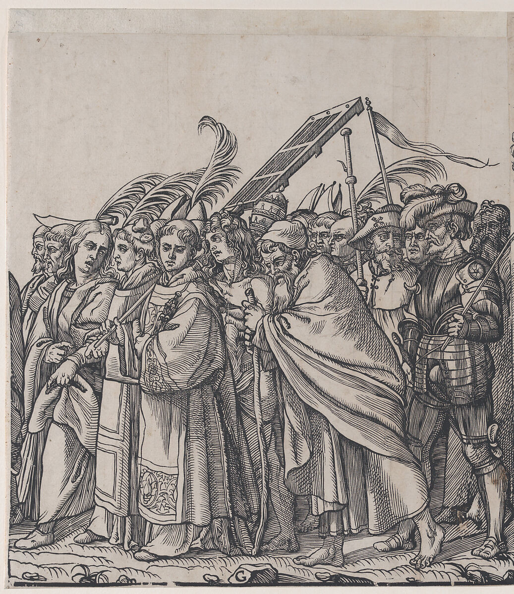 Section G: Martyrs Holding Palm Branches, from "The Triumph of Christ", Andrea Andreani (Italian, Mantua 1558/1559–1629), Lithograph copy of a woodcut