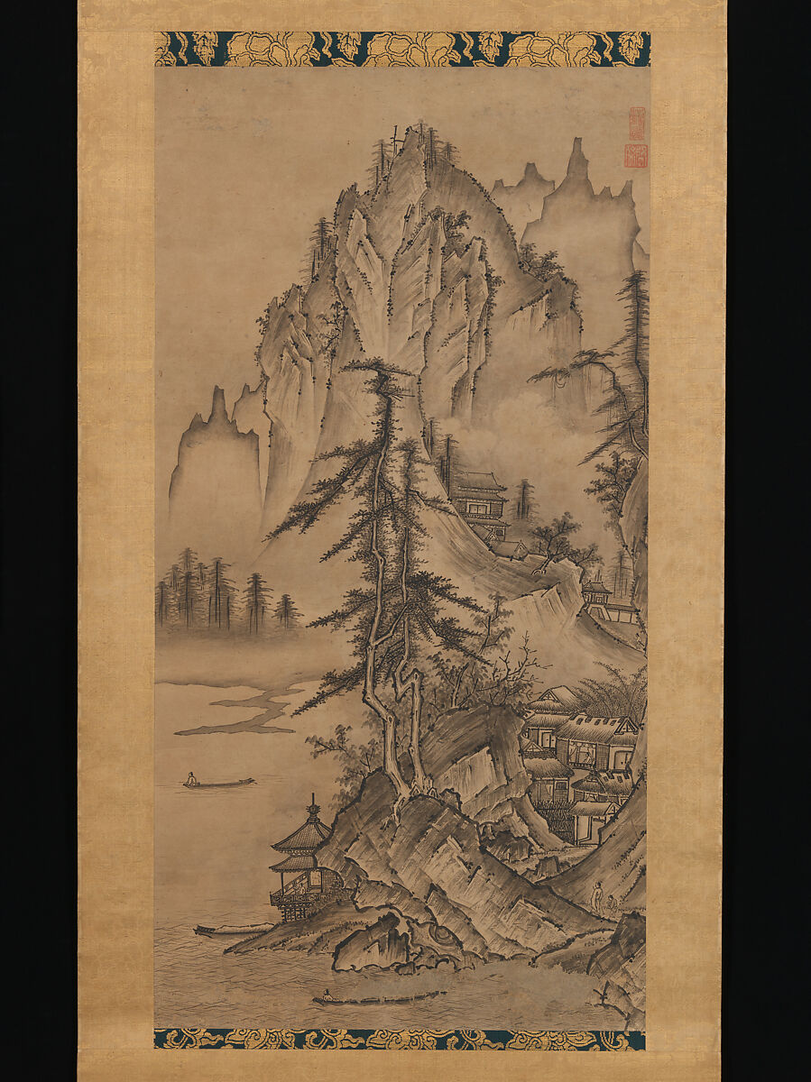 Landscapes of the Four Seasons, Keison (Japanese, active mid-16th century), Pair of hanging scrolls; ink on paper, Japan