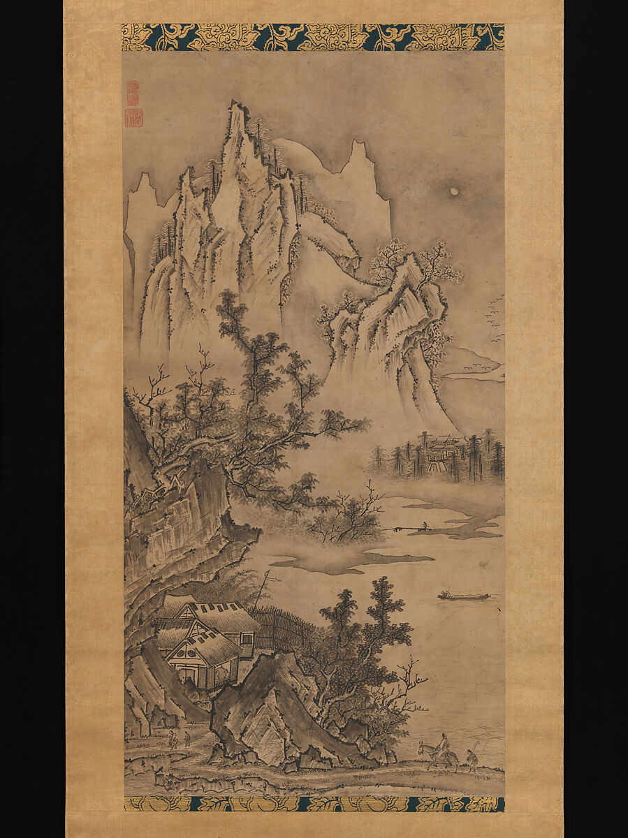 Landscapes of the Four Seasons, Keison (Japanese, active mid-16th century), Pair of hanging scrolls; ink on paper, Japan