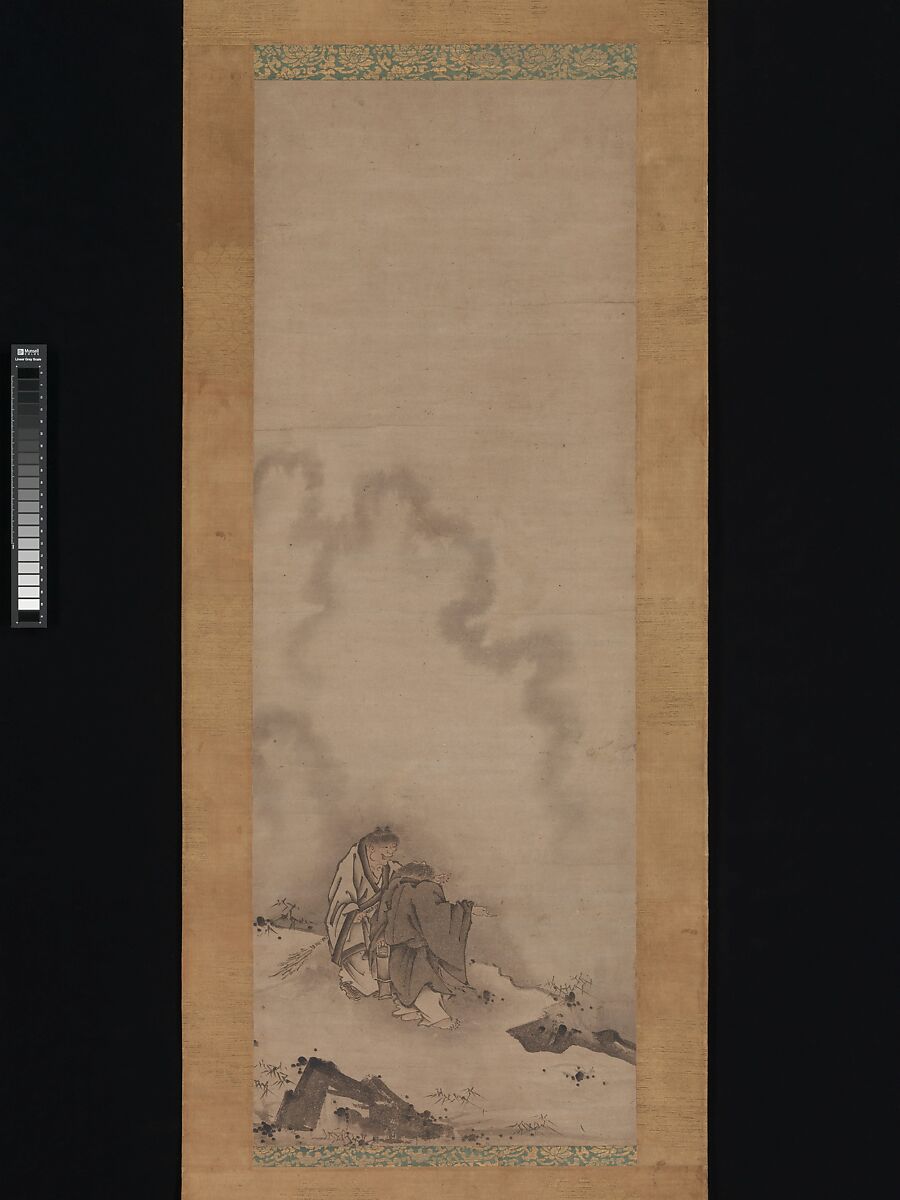 Fenggan, Hanshan, and Shide, Reisai (Japanese, active ca. 1430–50), Pair of hanging scrolls; ink and color on paper, Japan