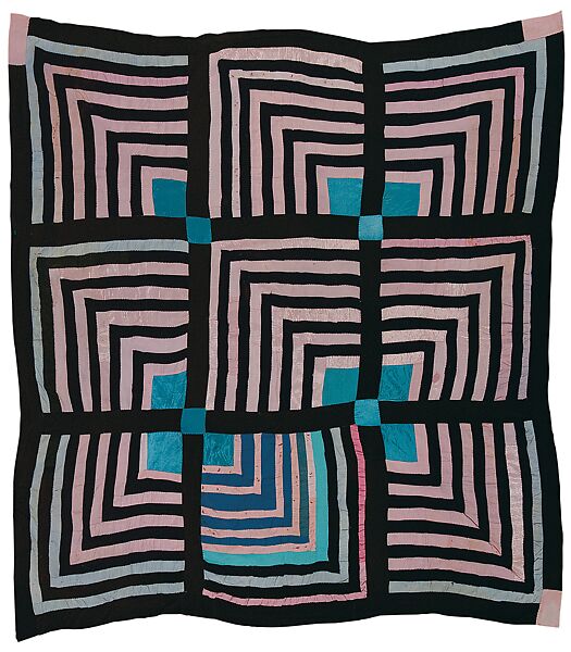 Nine-Block Housetop quilt, Sue Willie Seltzer (American, born Alberta, Alabama, 1922–2010 Alberta, Alabama), Top: cotton and cotton-polyester blend, rayon, and acetate; back: cotton-polyester blend 