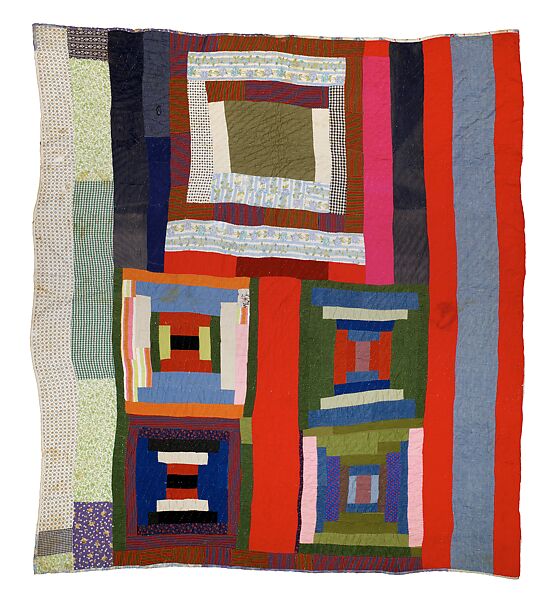 Housetop and Bricklayer with Bars quilt, Lucy T. Pettway (American, Boykin, Alabama 1921–2004 Boykin, Alabama), Top and back: cotton and acetate 