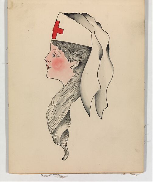 Tattoo Design of an Army Nurse, Clark &amp; Sellers (American, active 20th century), pen and ink and watercolor 