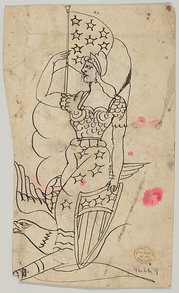 Tattoo Design of a Female Performer, Clark &amp; Sellers (American, active 20th century), pen and ink and watercolor