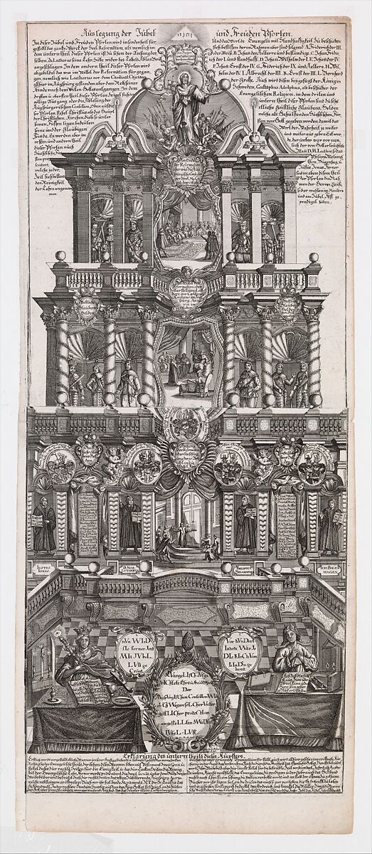 Broadsheet in Commemoration of the 200th Anniversary of the Augsburg Confession of 1530, Johann Gottfried Boeck (German, active Augsburg ca. 1730–1762), Engraving 