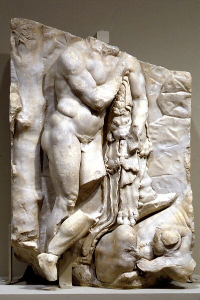 Panel 12 of  the Telephos Frieze: Herakles Discovers His Son Telephos, Marble, Greek 