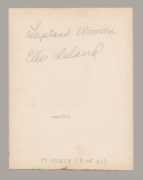[Sami Woman from Finland, Ellis Island, New York], Augustus Frederick Sherman (American, Lynn, Pennsylvania 1865–1925 New York), Gelatin silver print