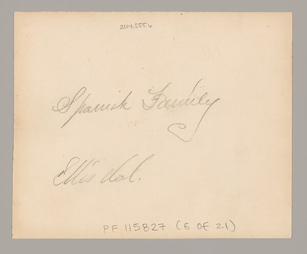 [Spanish Family, Ellis Island, New York], Augustus Frederick Sherman (American, Lynn, Pennsylvania 1865–1925 New York), Gelatin silver print