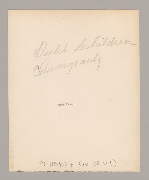 [Dutch Children, Ellis Island, New York], Augustus Frederick Sherman (American, Lynn, Pennsylvania 1865–1925 New York), Gelatin silver print