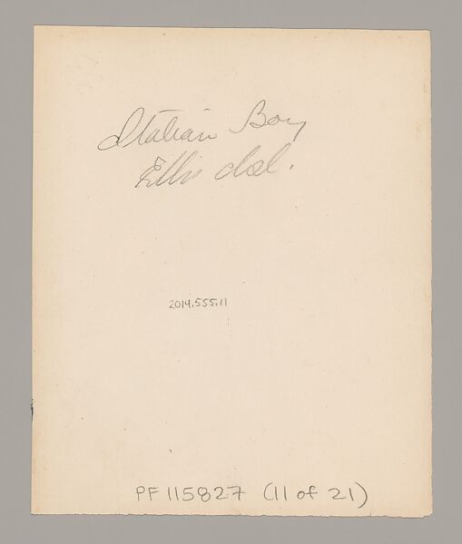 [Italian Boy, Ellis Island, New York], Augustus Frederick Sherman (American, Lynn, Pennsylvania 1865–1925 New York), Gelatin silver print