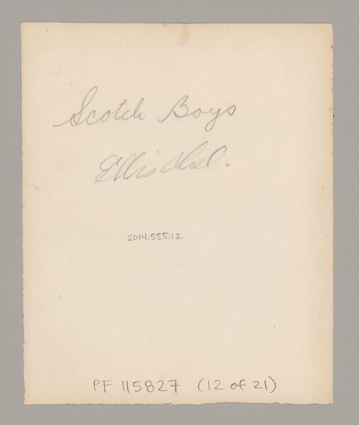 [Scottish Boys in Kilts, Ellis Island, New York], Augustus Frederick Sherman (American, Lynn, Pennsylvania 1865–1925 New York), Gelatin silver print