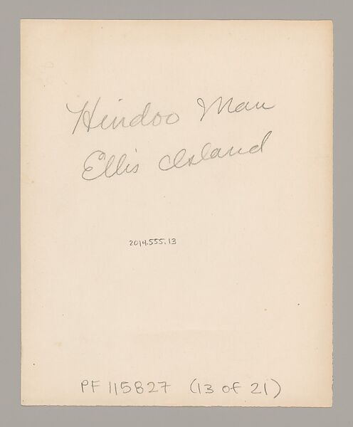 [Hindu Man, Ellis Island, New York], Augustus Frederick Sherman (American, Lynn, Pennsylvania 1865–1925 New York), Gelatin silver print