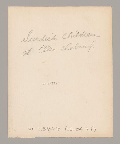 [Swedish Children, Ellis Island, New York], Augustus Frederick Sherman (American, Lynn, Pennsylvania 1865–1925 New York), Gelatin silver print