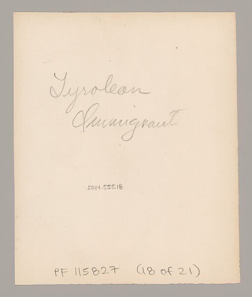 [Wilhelm Schleich, a Miner from Hohenpeissenberg, Bavaria; Ellis Island, New York], Augustus Frederick Sherman (American, Lynn, Pennsylvania 1865–1925 New York), Gelatin silver print