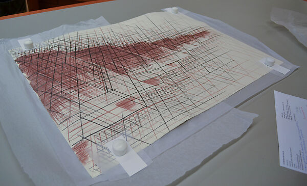 "The Seven Towers" I Series, Walid Siti (Iraqi, born Duhok, 1954), Graphite, colored crayon, and acrylic wash on paper