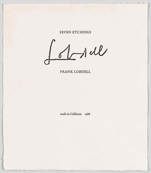 Seven Etchings, Frank Lobdell (American, Kansas City, Missouri 1921–2013 Palo Alto, California), Hardground etching 