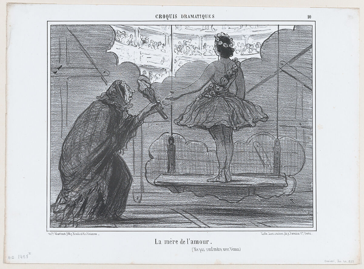 La mère de l'amour...., from Croquis Dramatiques, published in Le Charivari, January 20, 1857, Honoré Daumier (French, Marseilles 1808–1879 Valmondois), Lithograph; second state of two (Delteil) 