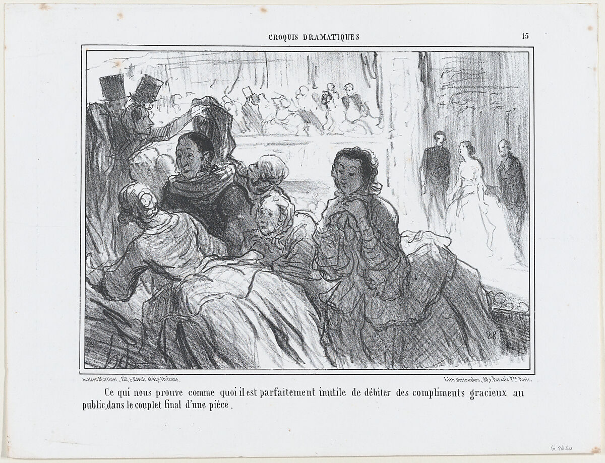 Ce qui nous prouve comme quoi il est... inutile..., from Croquis Dramatiques, published in Le Charivari, May 23, 1857, Honoré Daumier (French, Marseilles 1808–1879 Valmondois), Lithograph; second state of two (Delteil) 