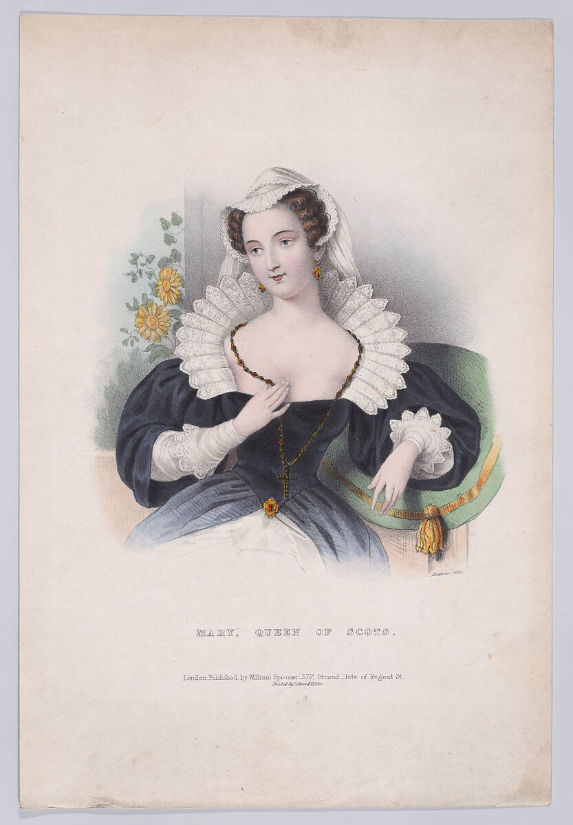Mary, Queen of Scots, Joseph Bouvier (French, active London, 1839–89), Hand-colored lithograph 