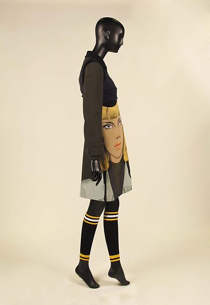 Ensemble, Prada (Italian, founded 1913), wool, silk, synthetic, leather, metal, feathers, Italian