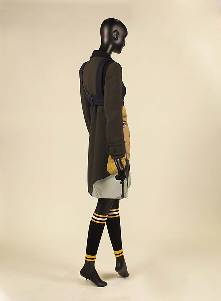 Ensemble, Prada (Italian, founded 1913), wool, silk, synthetic, leather, metal, feathers, Italian