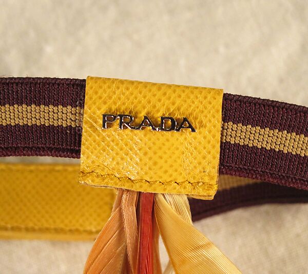 Ensemble, Prada (Italian, founded 1913), wool, silk, synthetic, leather, metal, feathers, Italian