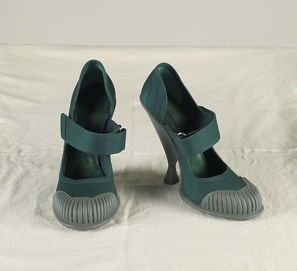 Ensemble, Prada (Italian, founded 1913), wool, silk, synthetic, leather, metal, feathers, Italian