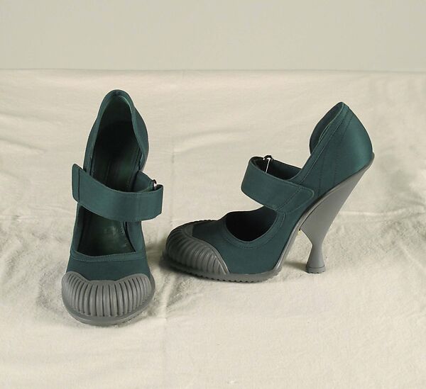 Ensemble, Prada (Italian, founded 1913), wool, silk, synthetic, leather, metal, feathers, Italian