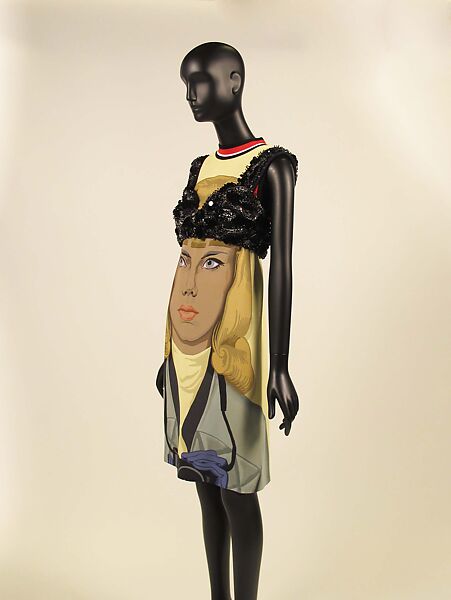 Ensemble, Prada (Italian, founded 1913), wool, synthetic, leather, metal, feathers, Italian