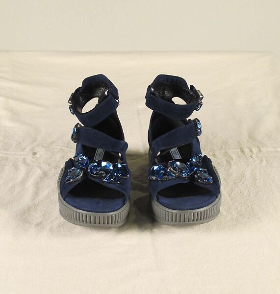 Ensemble, Prada (Italian, founded 1913), wool, synthetic, leather, metal, feathers, Italian