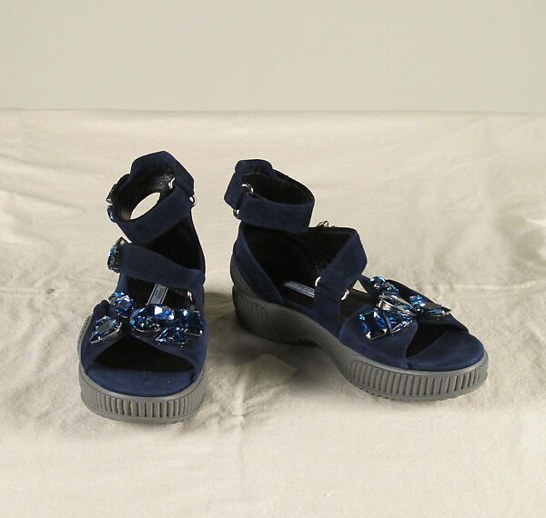 Ensemble, Prada (Italian, founded 1913), wool, synthetic, leather, metal, feathers, Italian