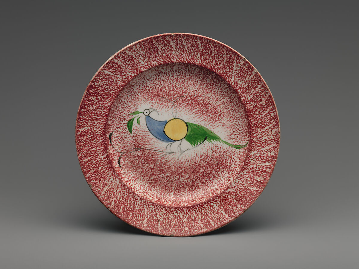 Plate with peafowl, Earthenware, British 